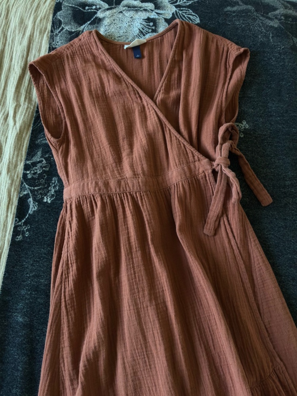 Universal Thread Rust Brown Sleeveless Wrap Maxi Dress with Side Tie Detail